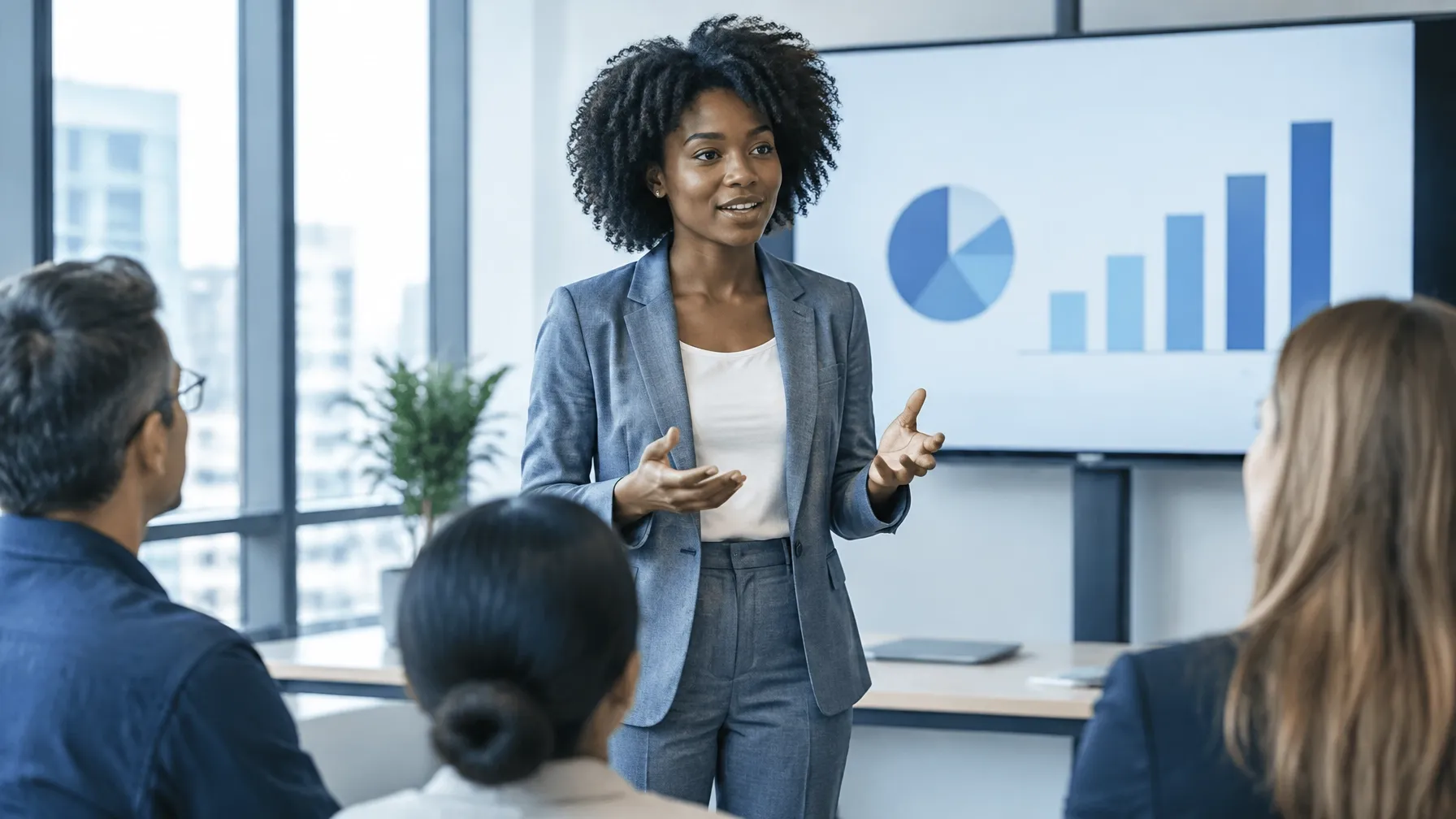 Woman walking an employee through a retirement plan statement